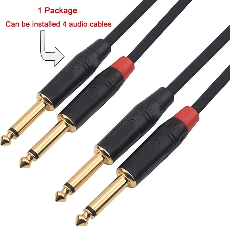 XMSJSIY 1/4" Audio Plug, 6.35 Mono Male Connector, Gold-Plated TS Plug for Guitar/Speaker/Microphone Cable etc (4 Pack) - Image 3